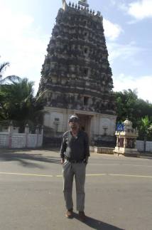 Srimal Fernando at One of the oldest Hindu temples in Jaffna Karainagar. Pix AAN
